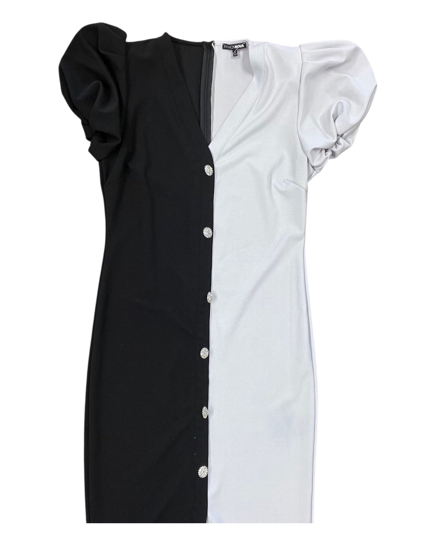 Dress Party Long By Fashion Nova In Black & White, Size:1X