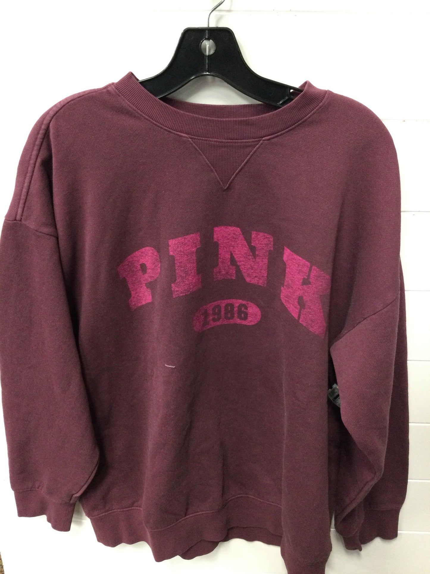 Sweatshirt Crewneck By Pink In Maroon, Size:L