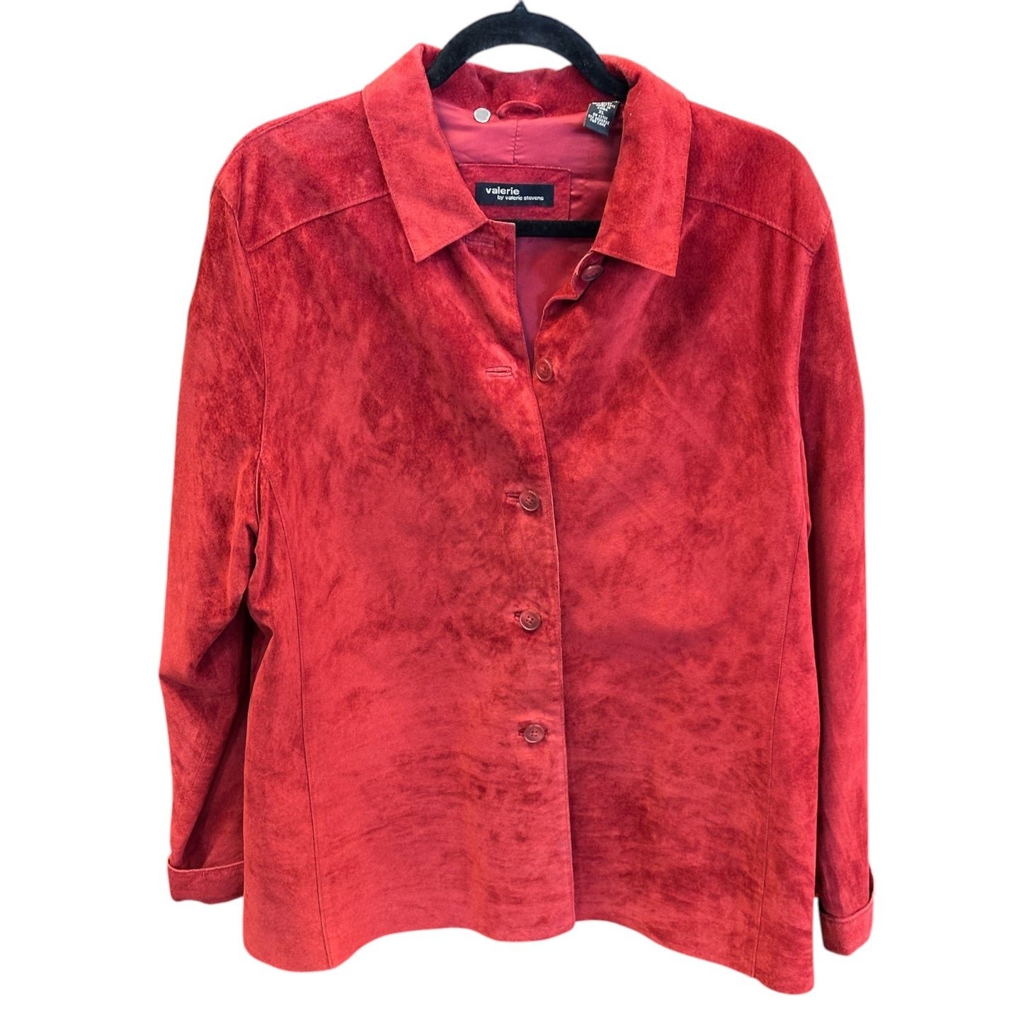 Jacket Leather By Valerie Stevens In Red, Size:Xl