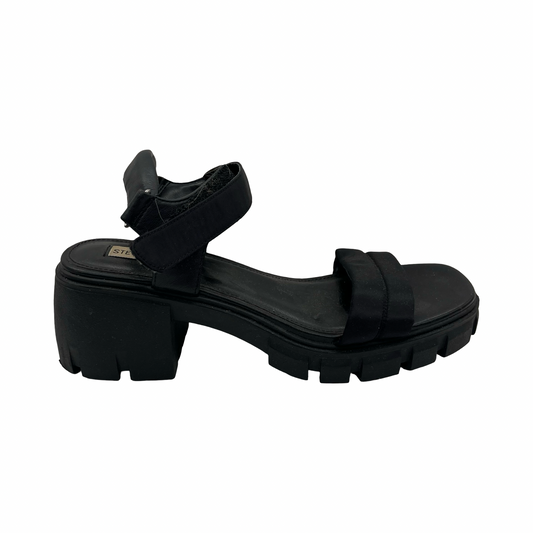 Sandals Heels Block By Steve Madden In Black, Size:9.5