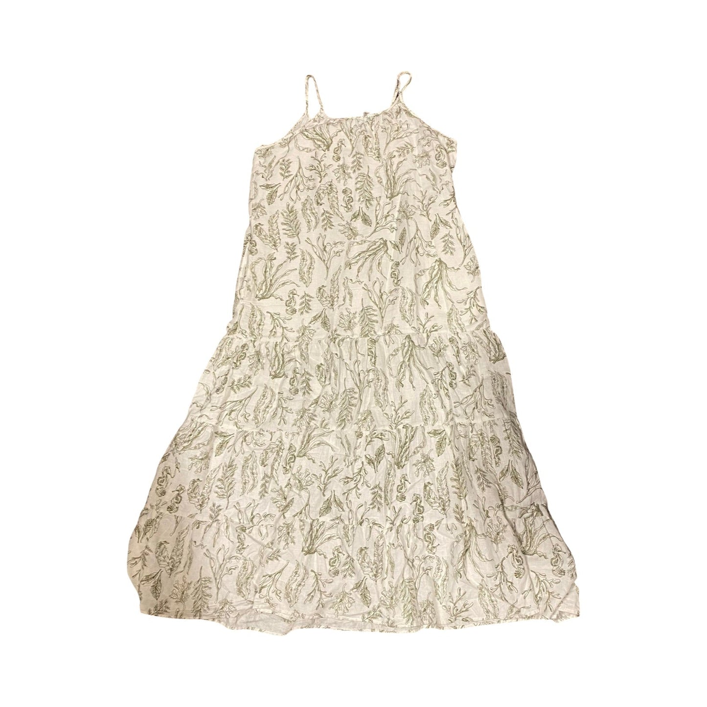 Dress Casual Maxi By Cmc In Green & White, Size:L