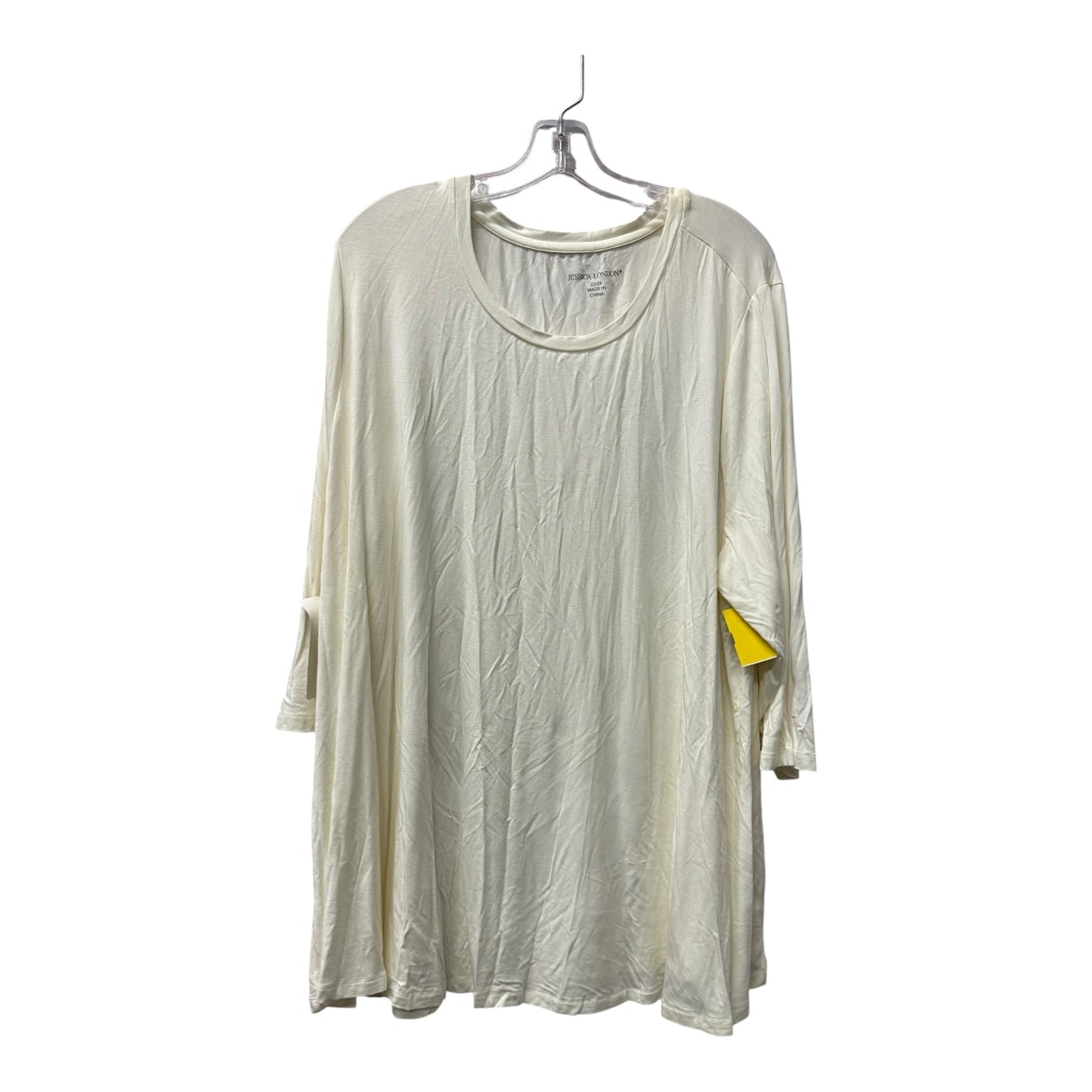 Top 3/4 Sleeve Basic By Jessica London In Ivory, Size:3X