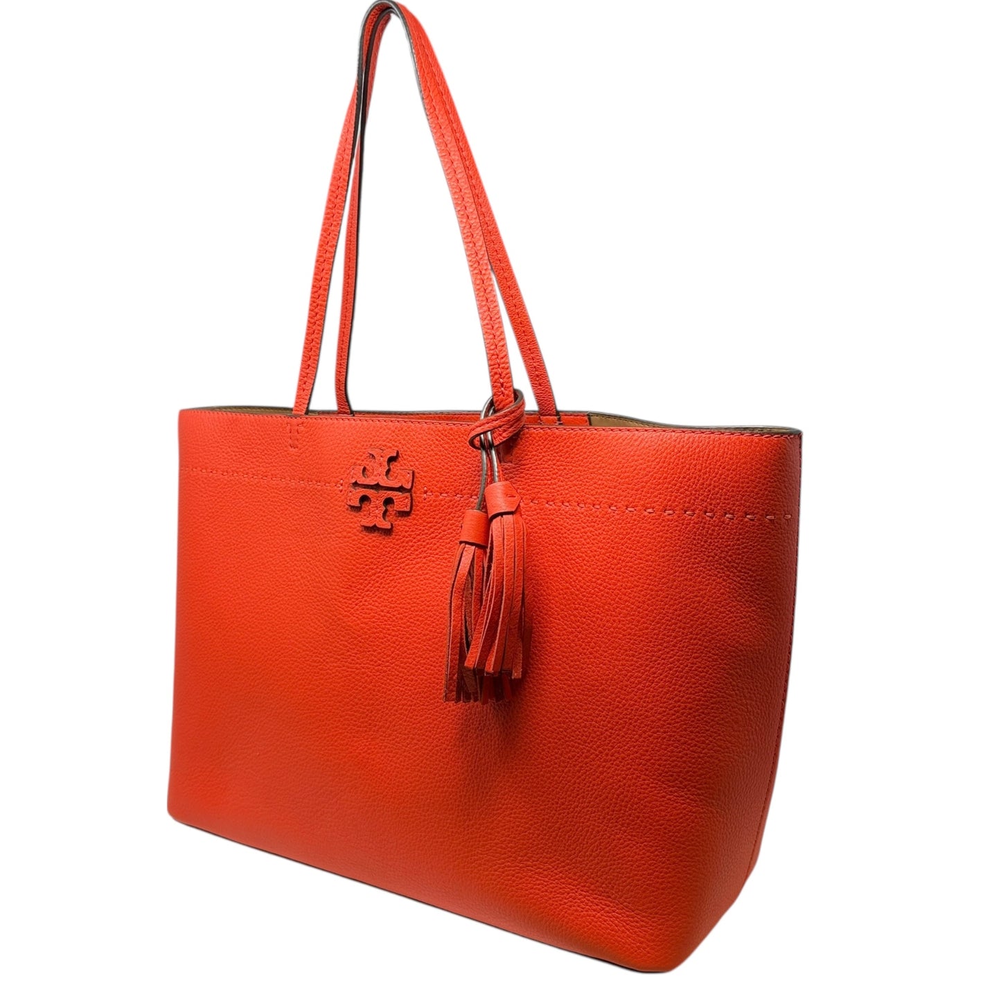 McGraw Pebbled Leather Tote Designer By Tory Burch, Size: Large