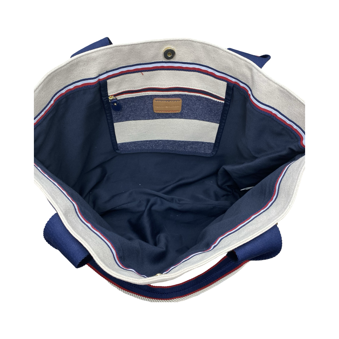 Handbag By Tommy Hilfiger In Blue & Red & White, Size:Large