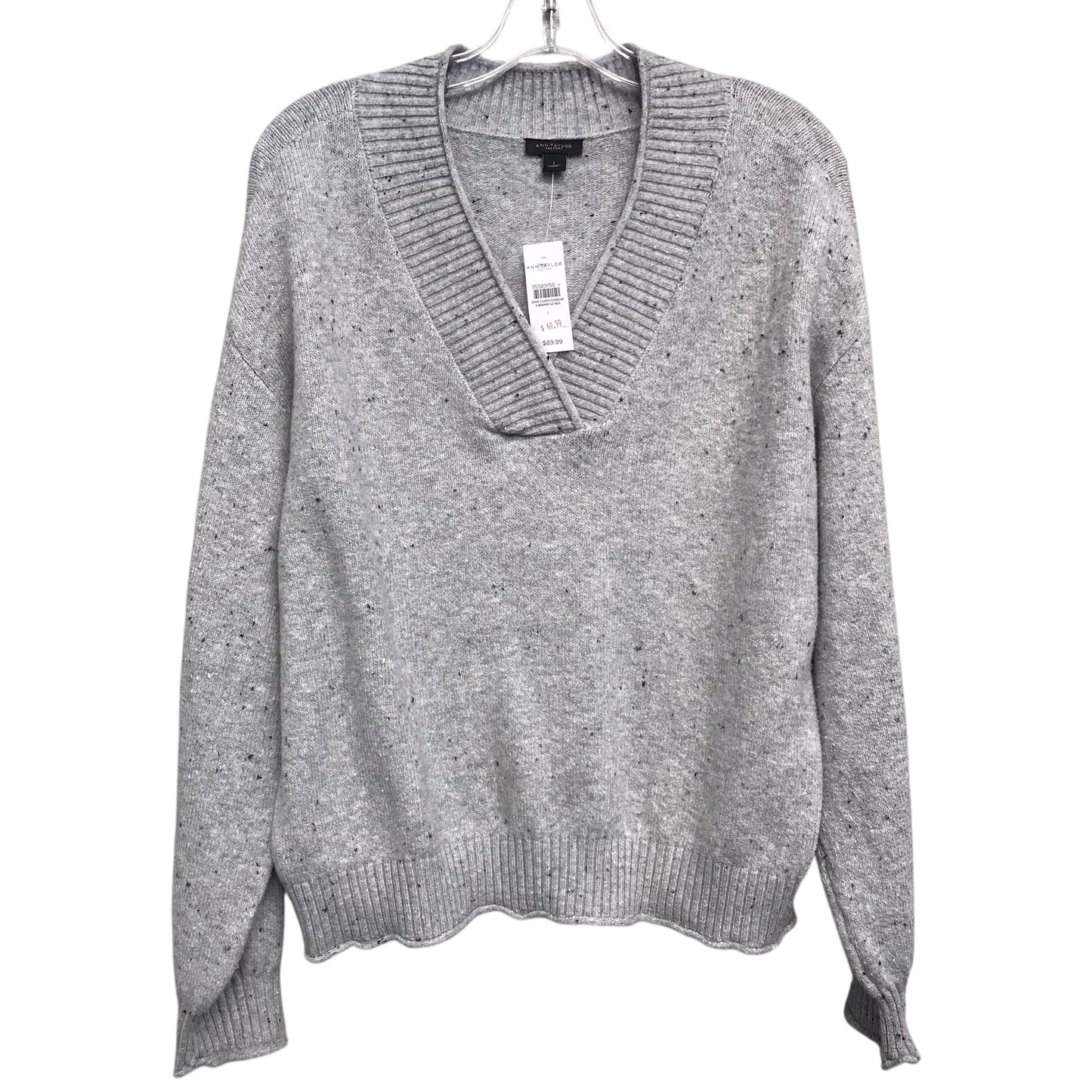Sweater By Ann Taylor In Grey, Size:L