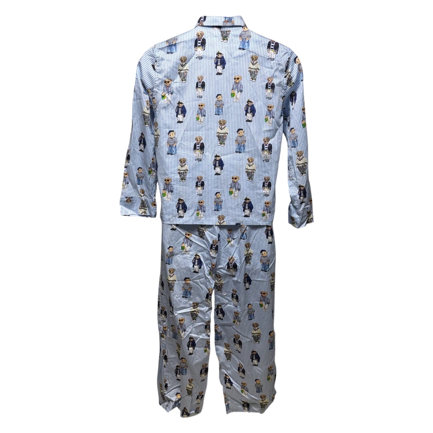 Polo Bear Cotton Sateen Pajama Set By Polo Ralph Lauren In Striped Pattern, Size: M ESTIMATED