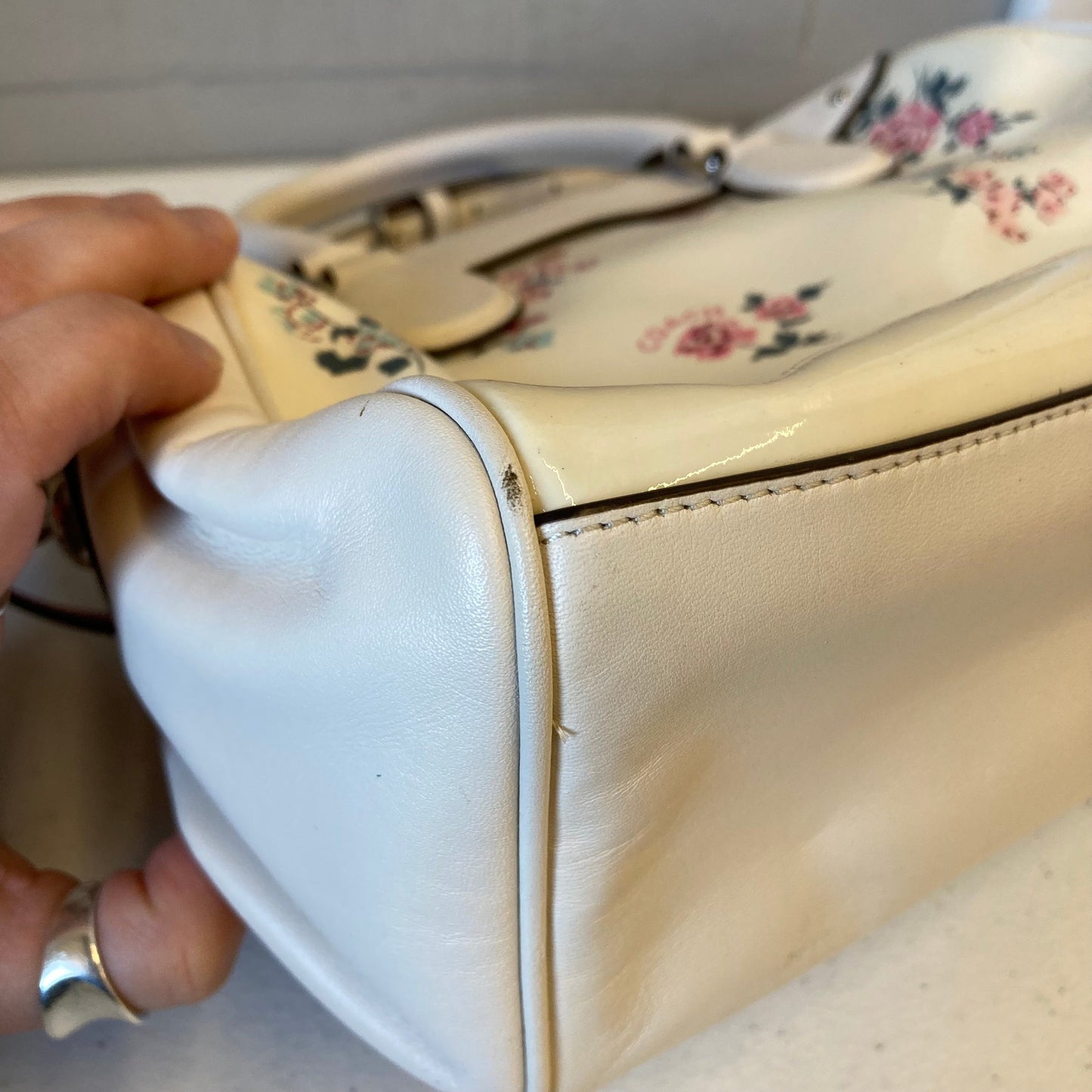 Handbag Designer By Coach In Floral Print, Size:Small