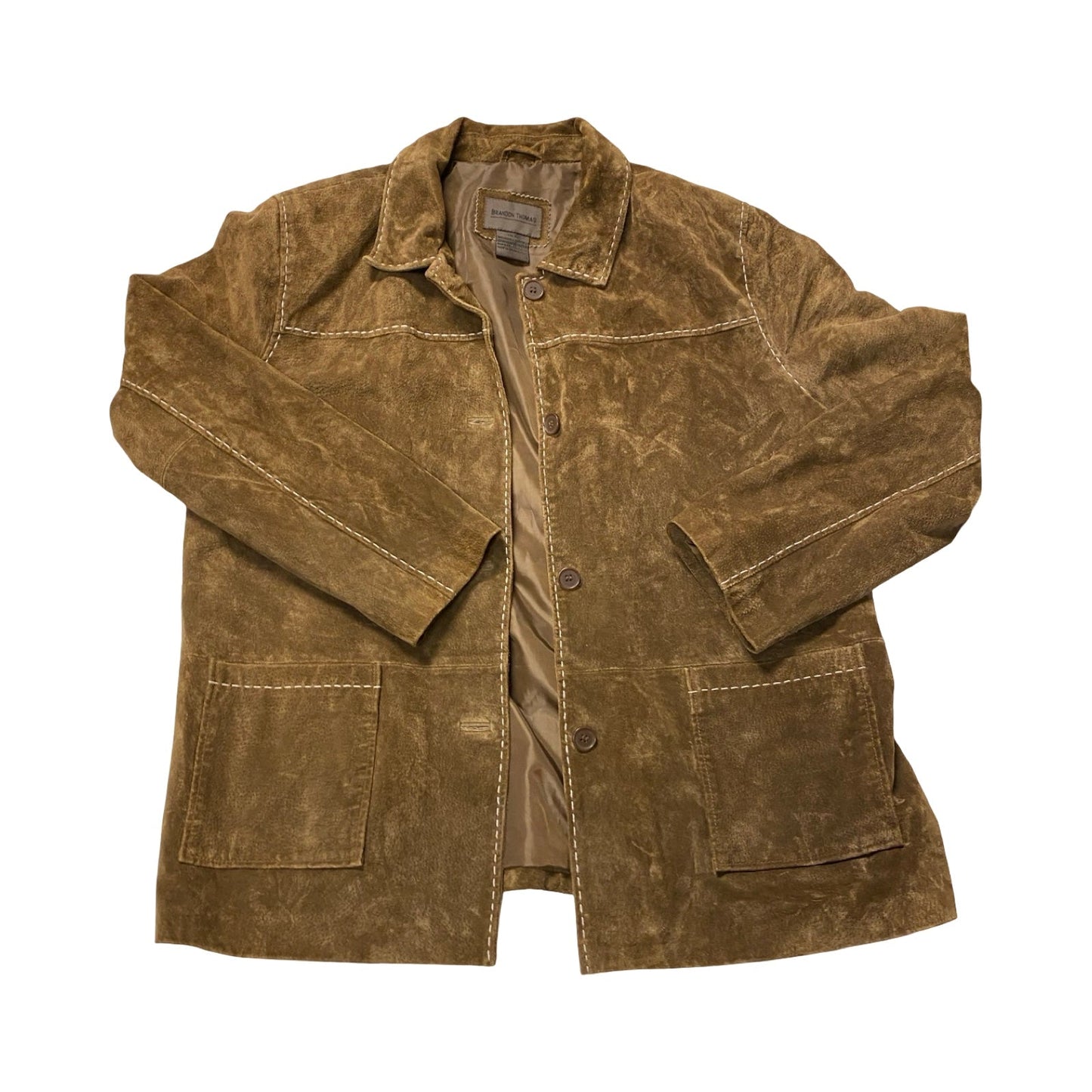 Jacket Leather By Brandon Thomas In Brown, Size:Xl