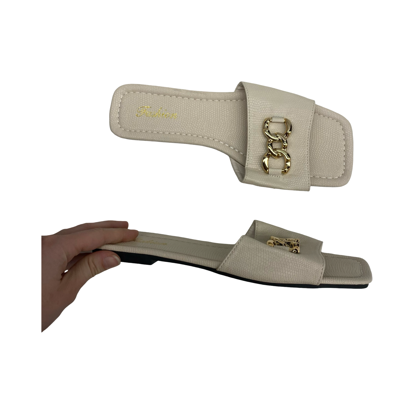 Sandals Flats By Clothes Mentor In Cream, Size:12.5