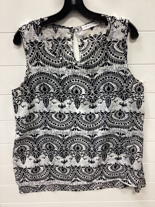 Top Sleeveless By Chris And Carol In Black & White, Size:Xl