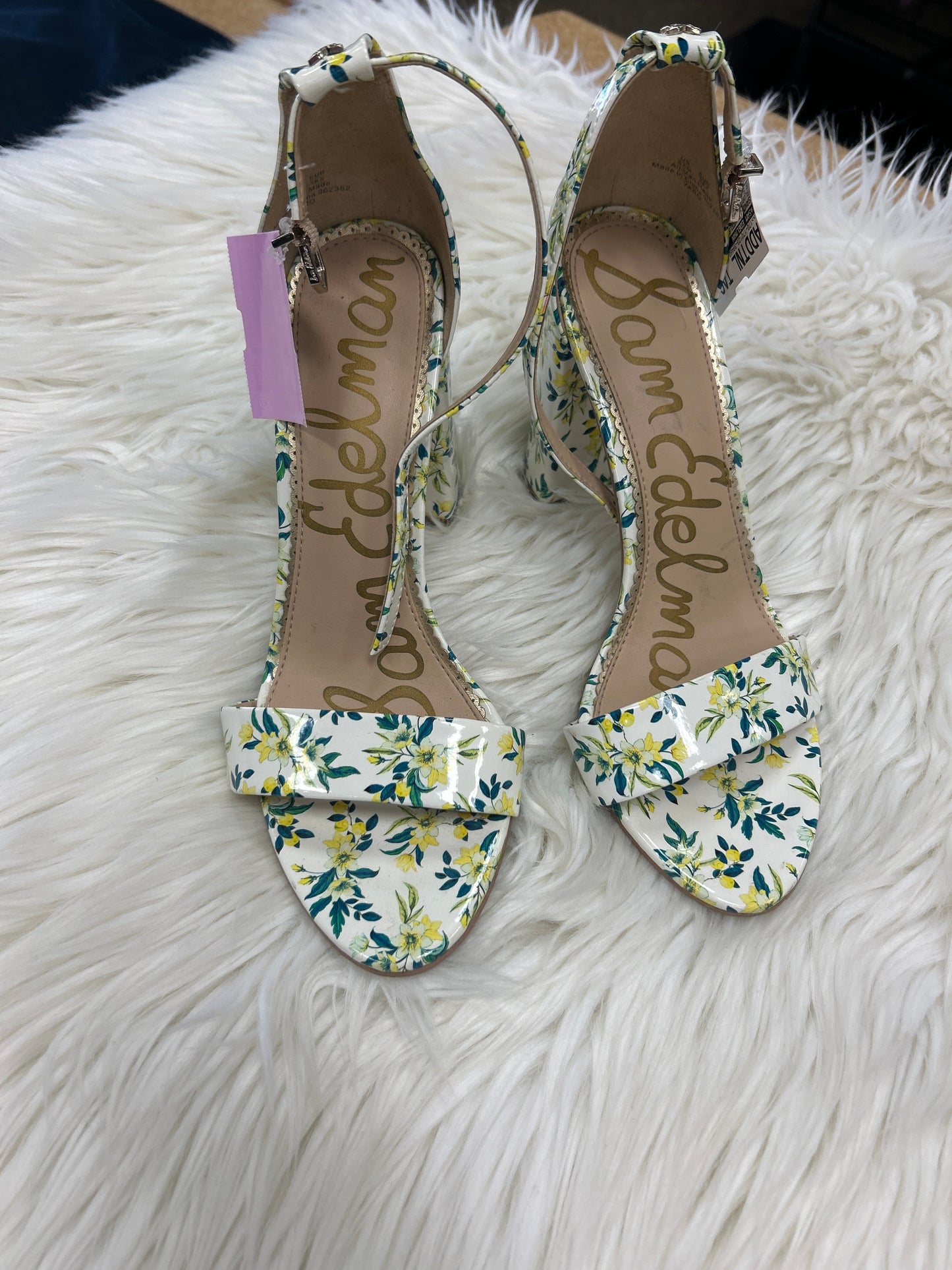 Sandals Heels Block By Sam Edelman In Floral Print, Size:8.5
