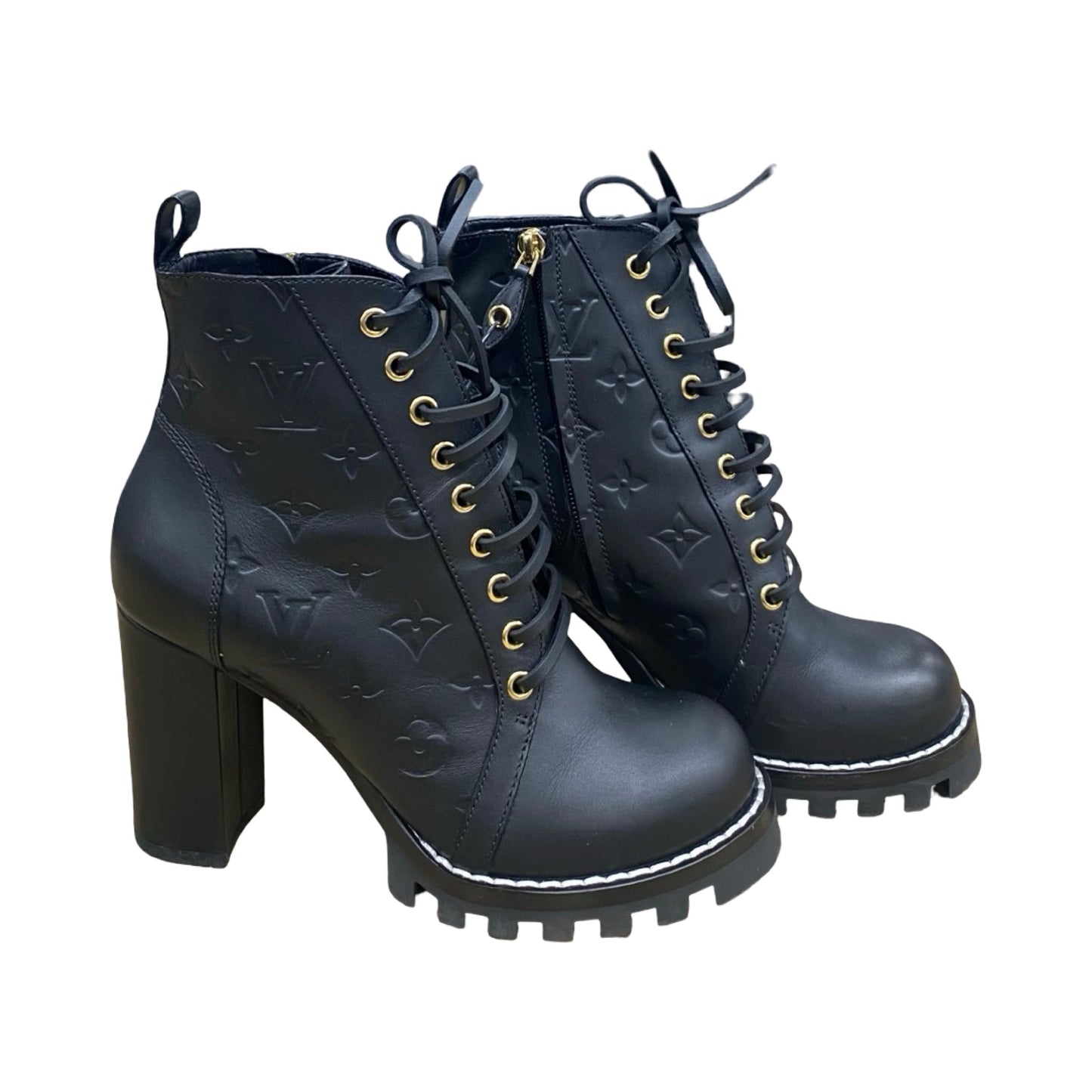 Boots Luxury Designer By Louis Vuitton In Black, Size:8.5