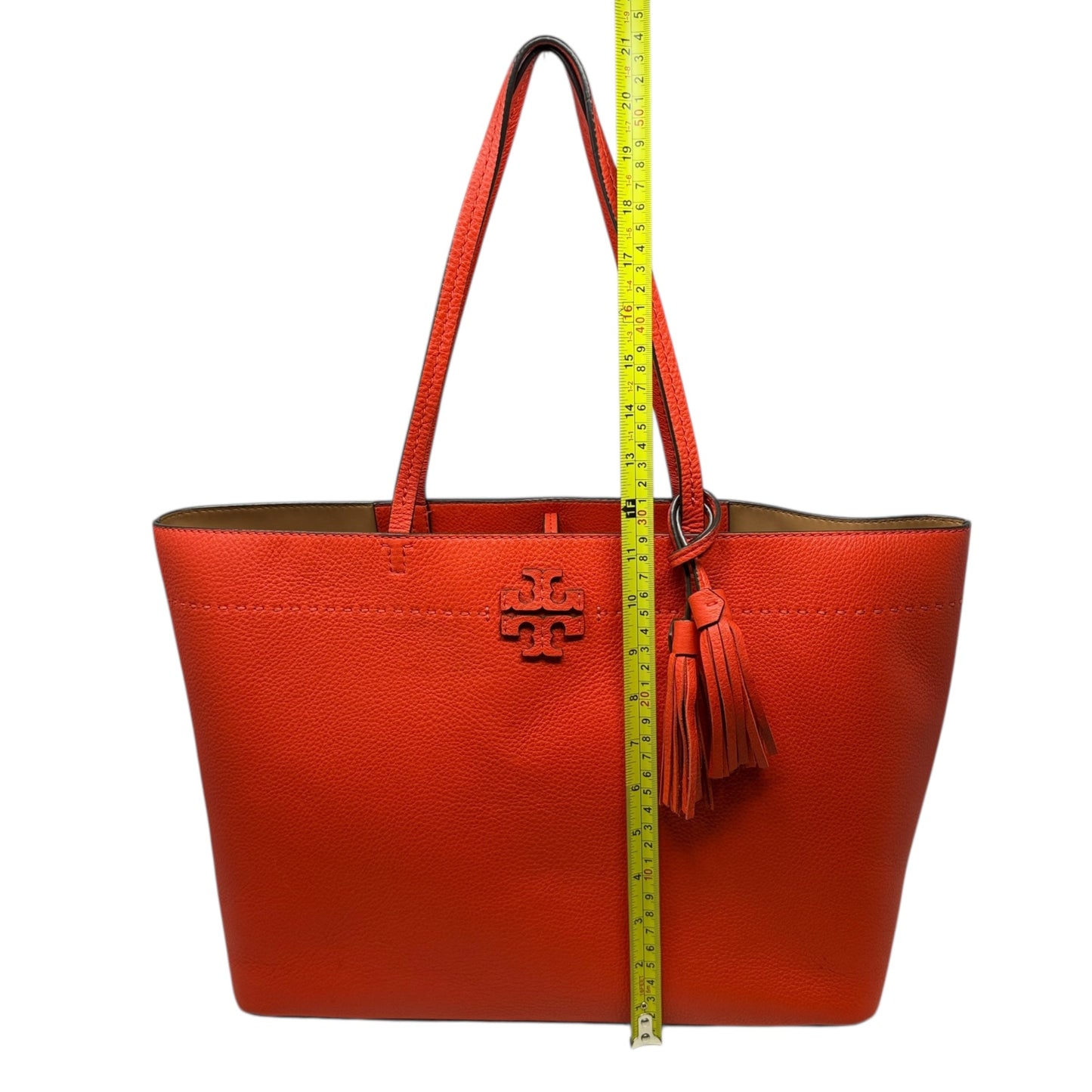 McGraw Pebbled Leather Tote Designer By Tory Burch, Size: Large