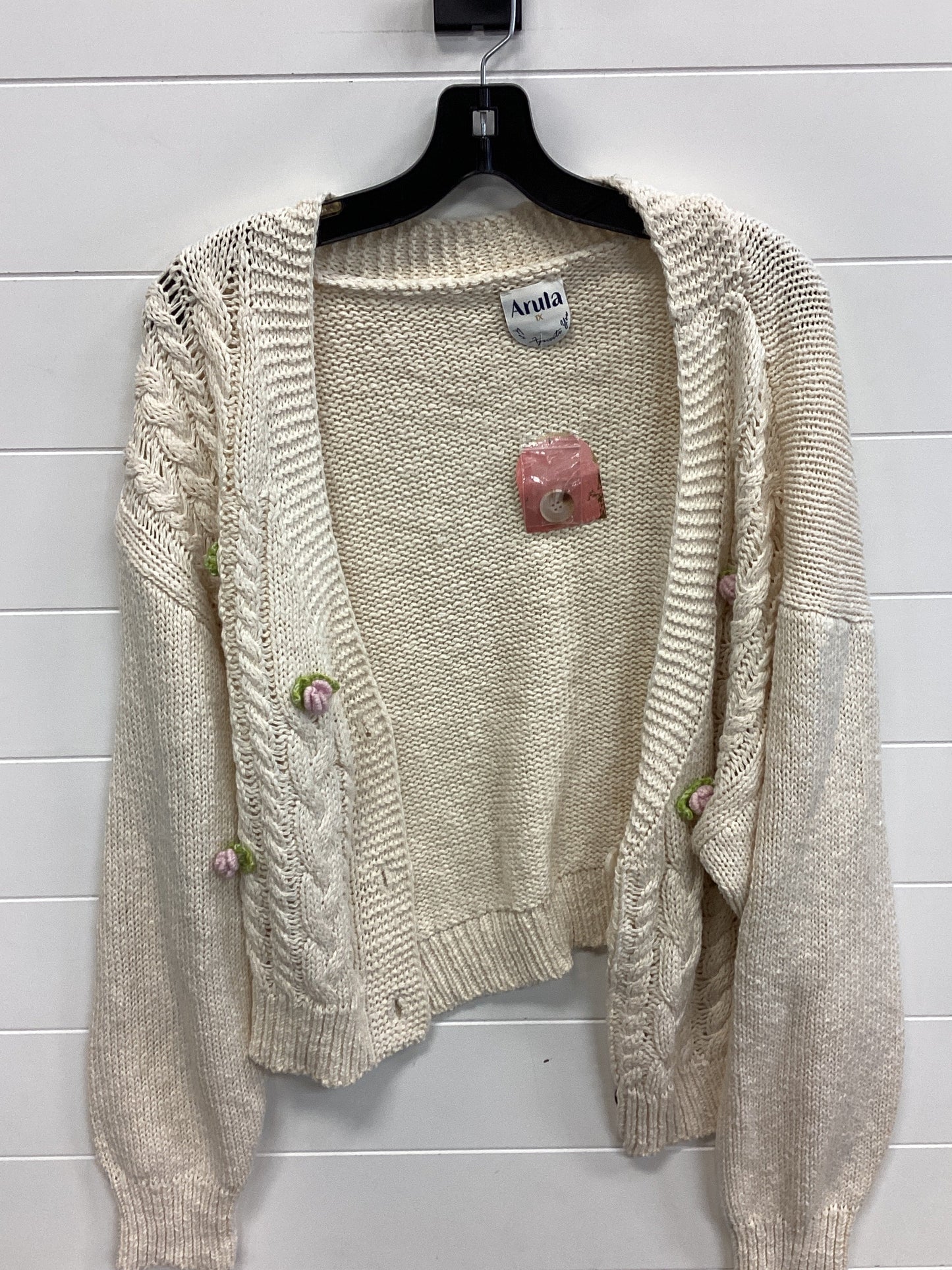 Sweater Cardigan By Arula In Cream, Size:1X