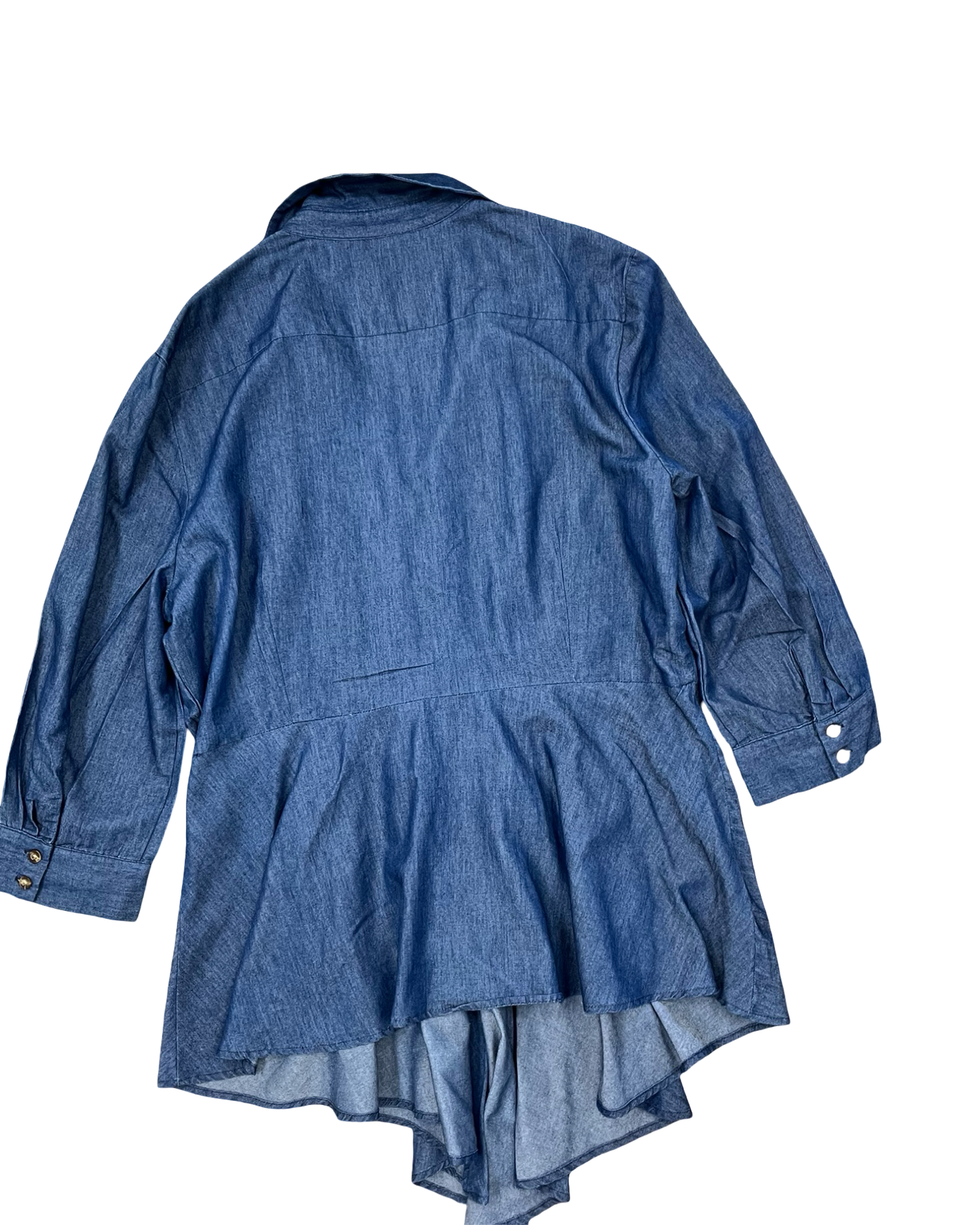 Top 3/4 Sleeve By New York And Co In Blue Denim, Size:2X