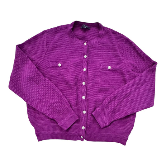 Sweater Cardigan By Ann Taylor In Purple, Size:Xl