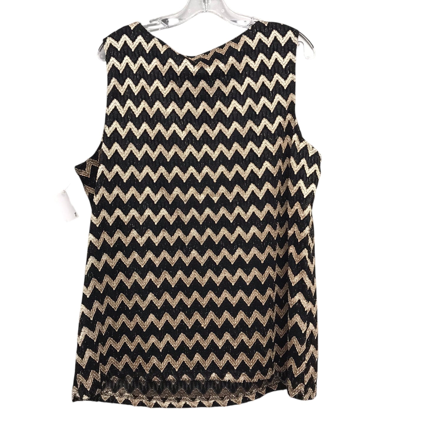 Top Sleeveless By Msk In Black & Gold, Size:3X