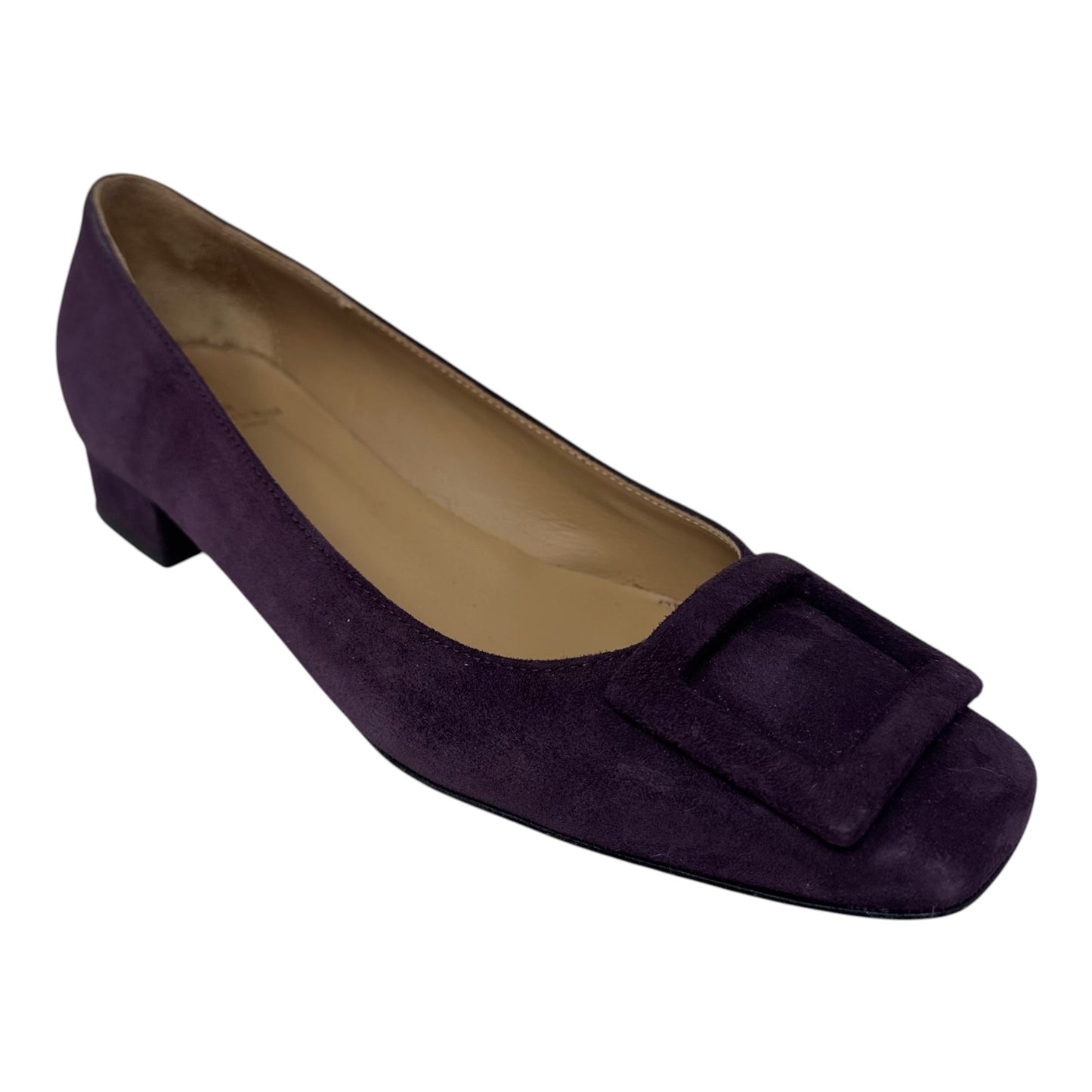 Suede Shoes Heels Block By Ann Mashburn In Purple, Size: 7.5 (37.5)