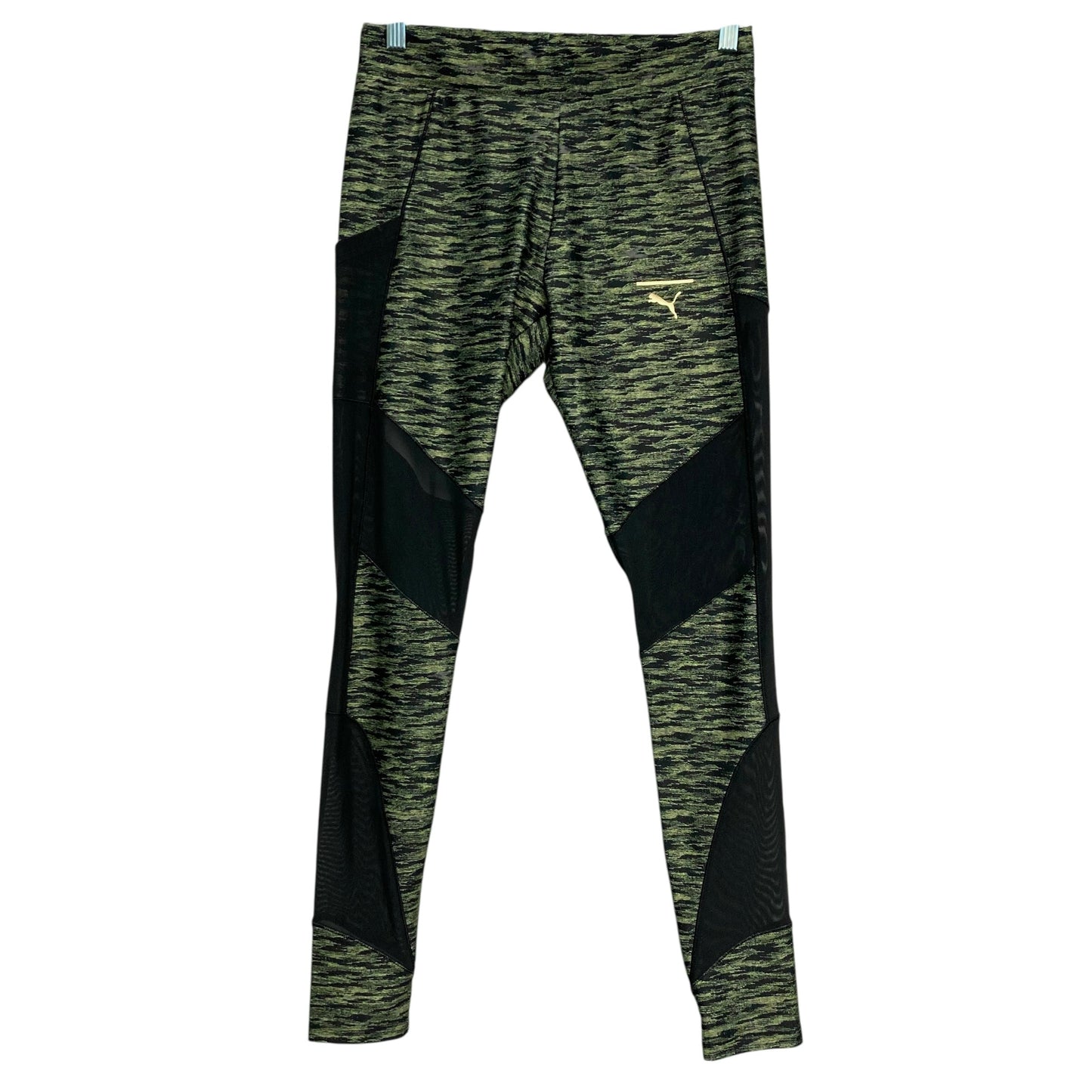Athletic Leggings By Puma In Black & Green, Size:L