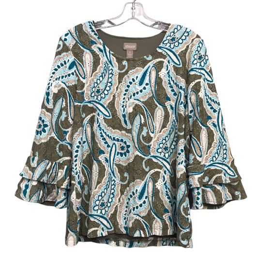 Top 3/4 Sleeve By Chicos In Multi, Size:M