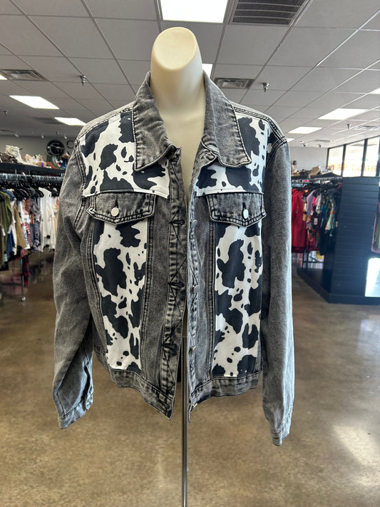 Jacket Denim By Andree By Unit In Black, Size:L