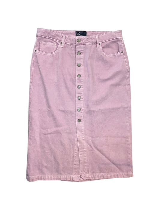 Skirt Midi By Gap In Pink Denim, Size:Xl