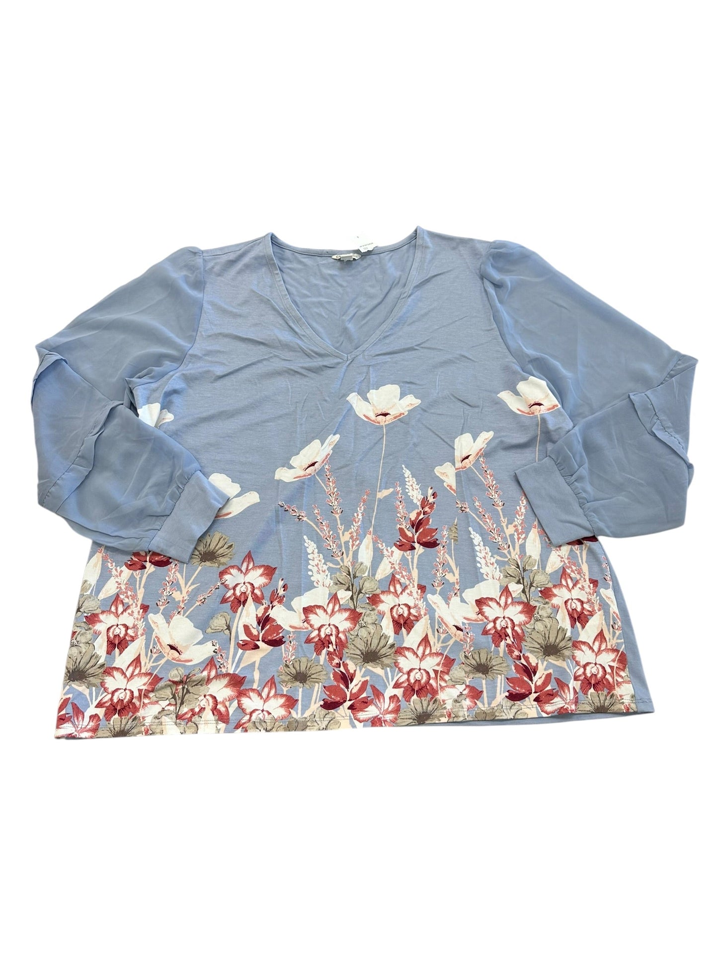 Blouse Ls By Cato In Blue, Size:Xl