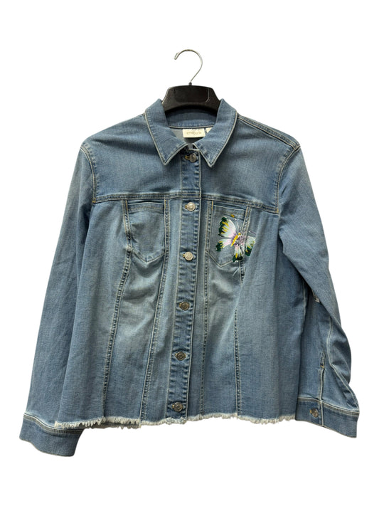 Jacket Denim By Chicos In Blue Denim, Size:Xl