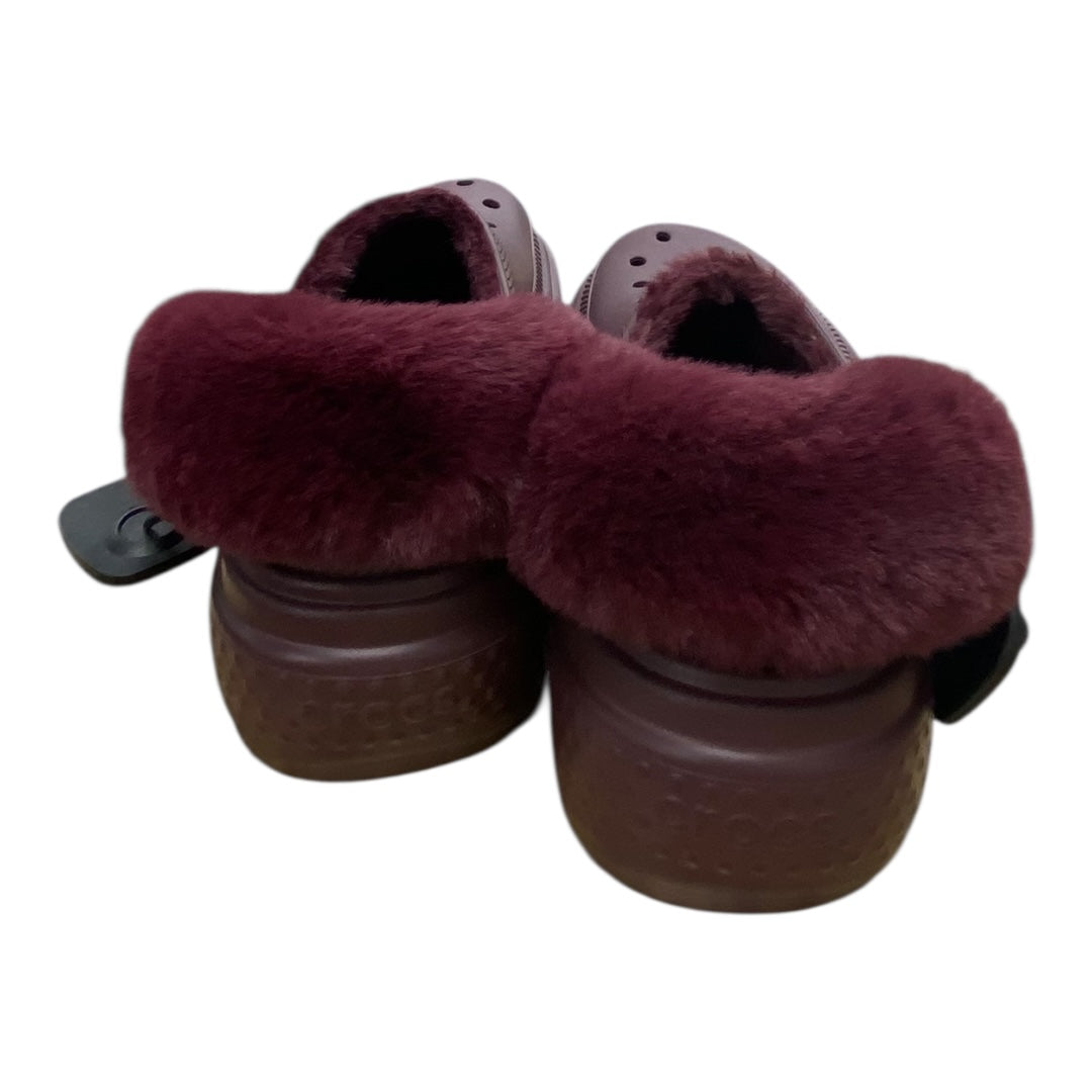 Sandals Heels Platform By Crocs In Maroon, Size:7
