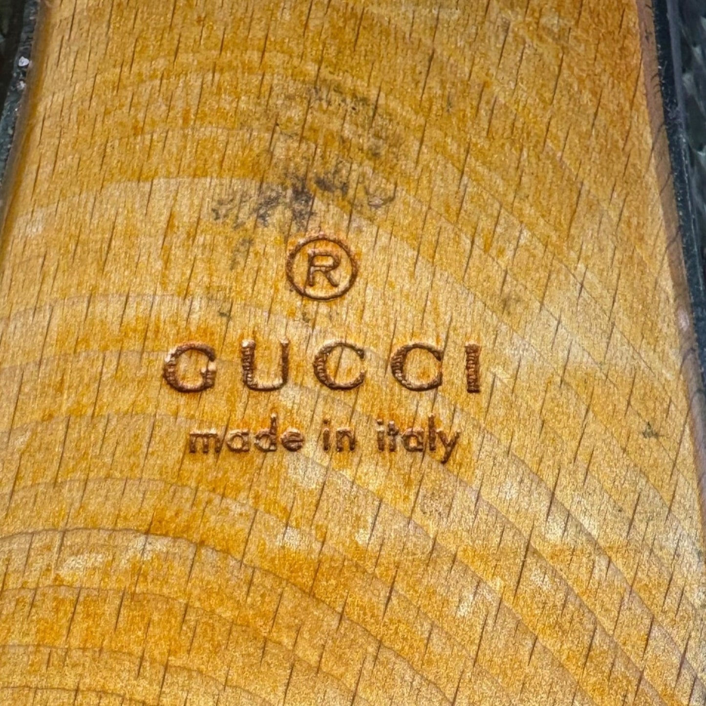 Python Buckle Peep Toe Wooden Heels Shoes Luxury Designer By Gucci In Snakeskin Print, Size: 9