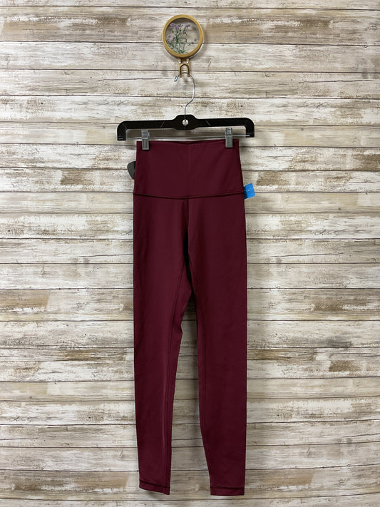 Athletic Leggings By Lululemon In Maroon, Size:4