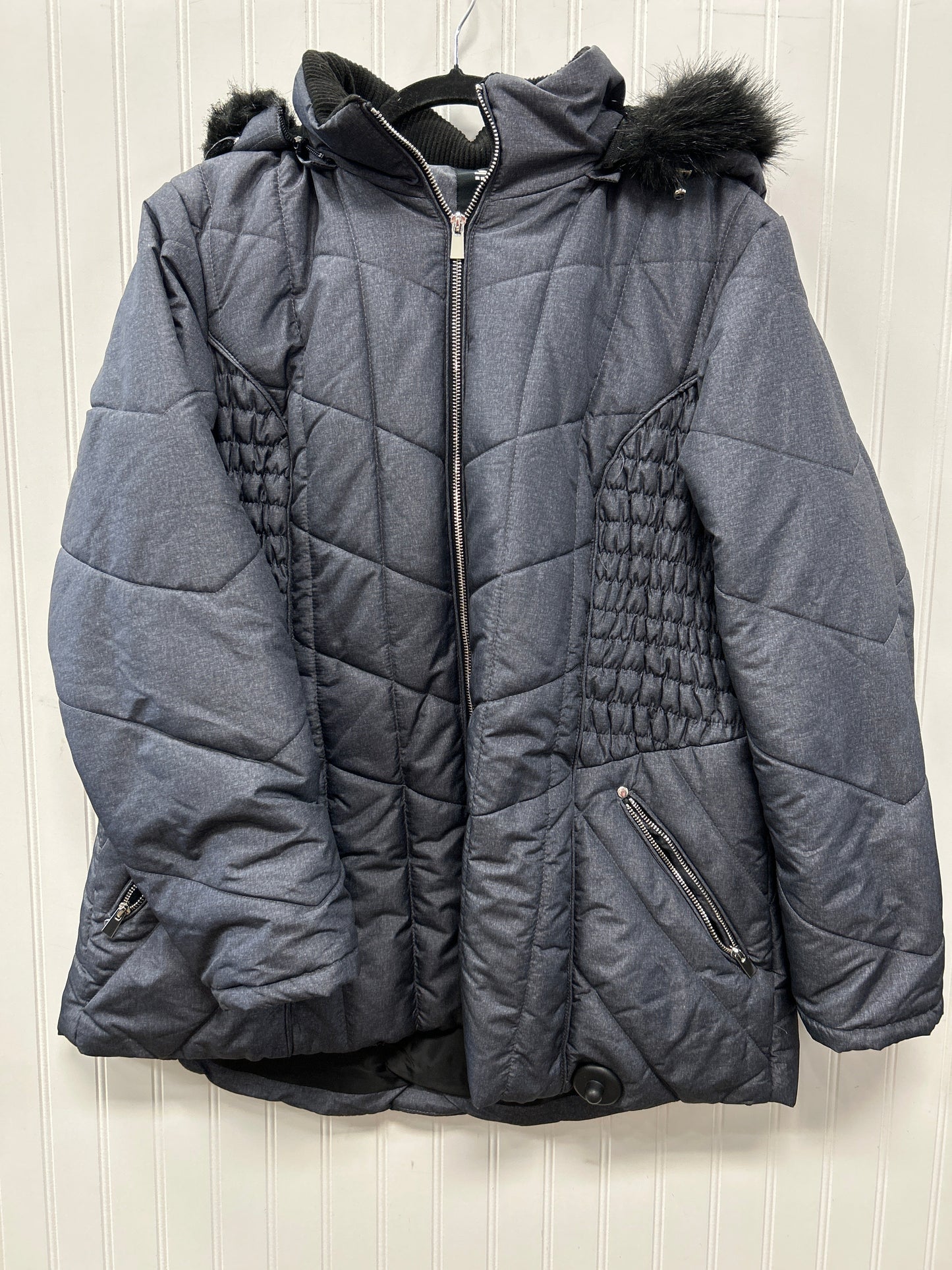 Coat Puffer & Quilted By Details In Grey, Size:1X