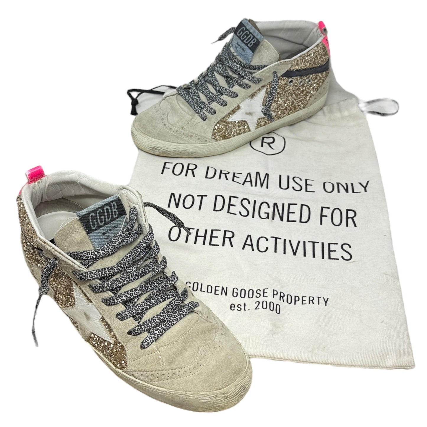 Mid Star Glitter Sneakers Luxury Designer By Golden Goose In Gold, Size: US 8/IT 38