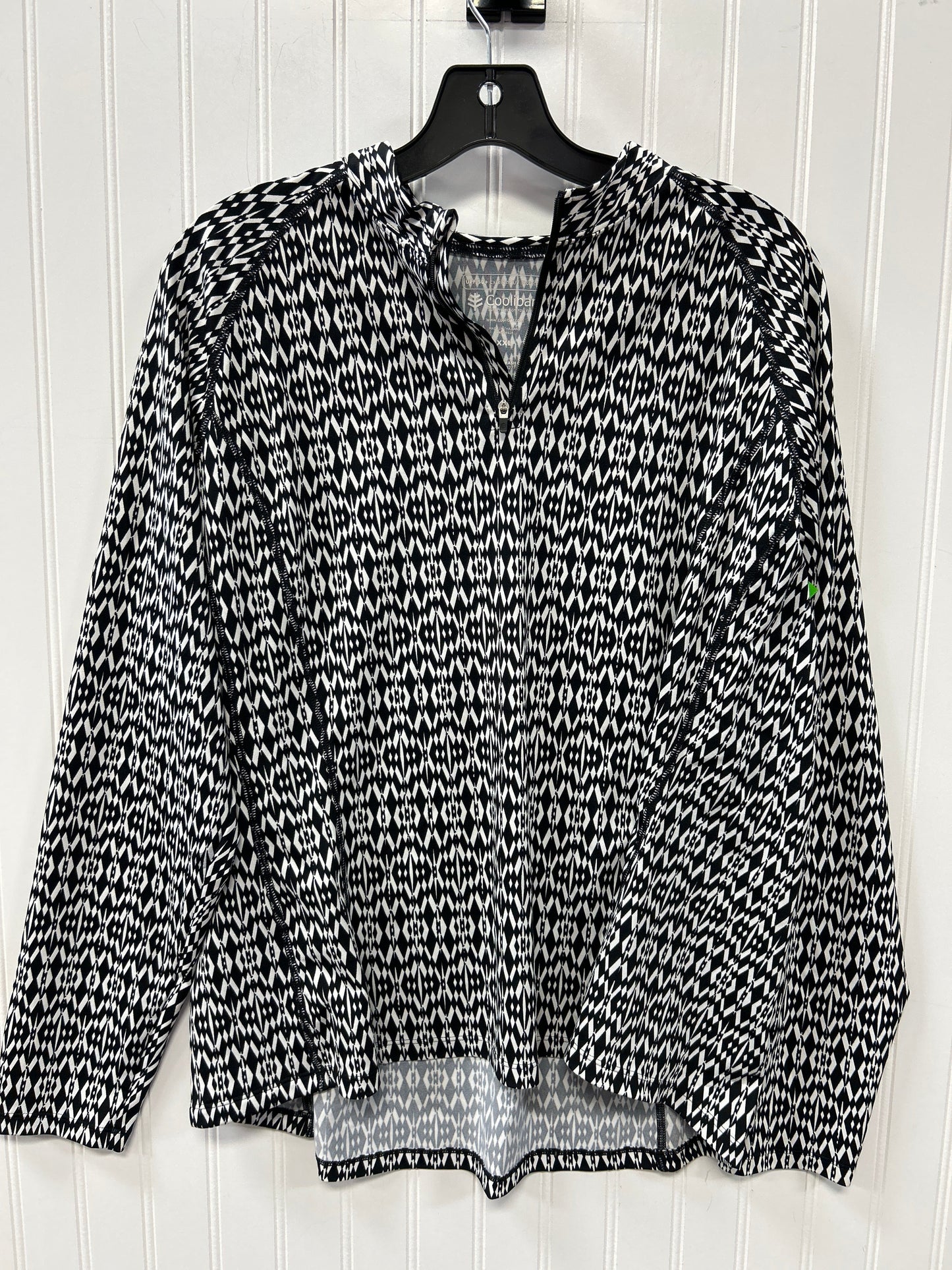 Athletic Top Ls Collar By Coolibar In Black, Size:1X