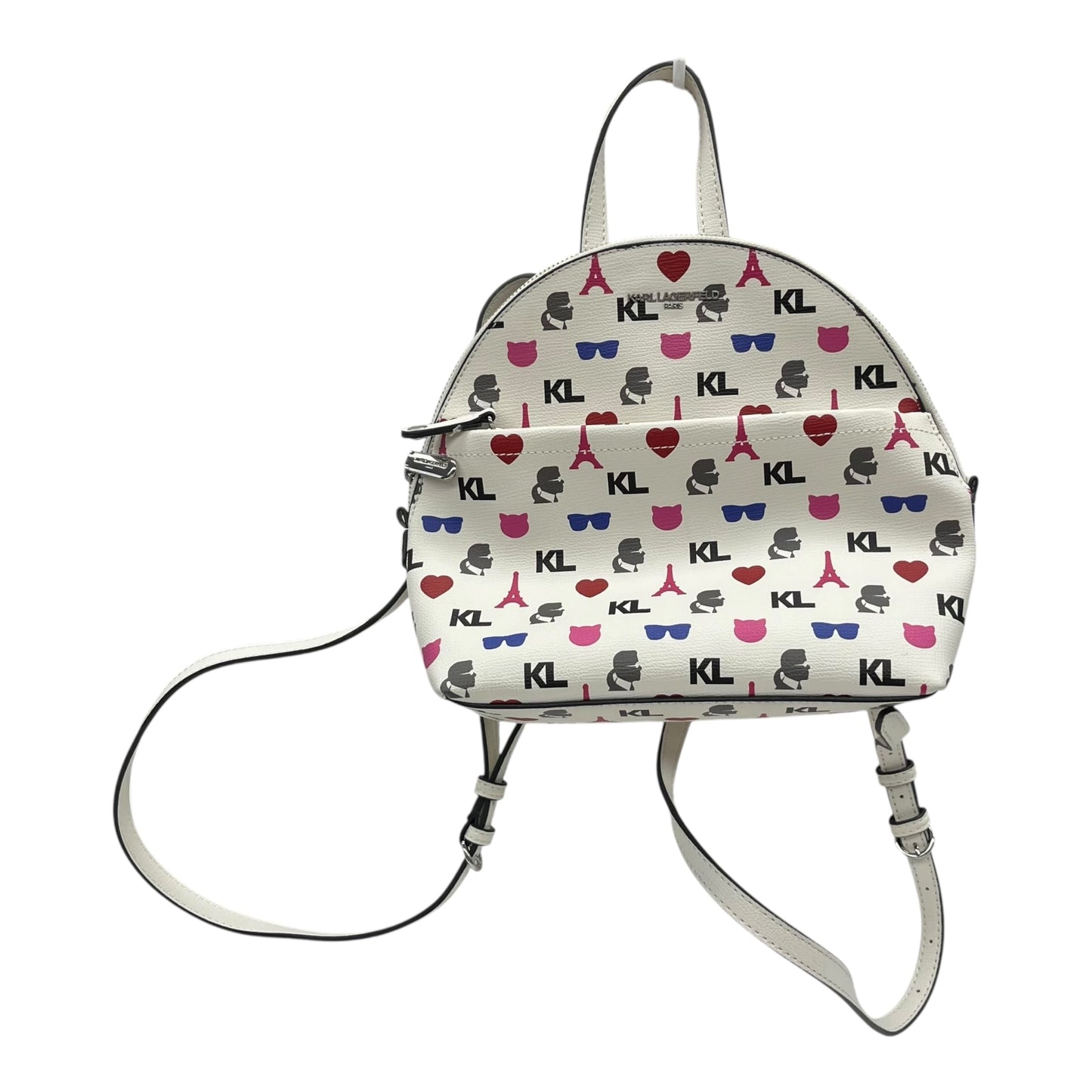 Backpack Designer By Karl Lagerfeld In White, Size:Small