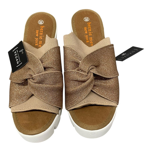 Sandals Heels Wedge By Bernie Mev In Rose Gold, Size:8.5