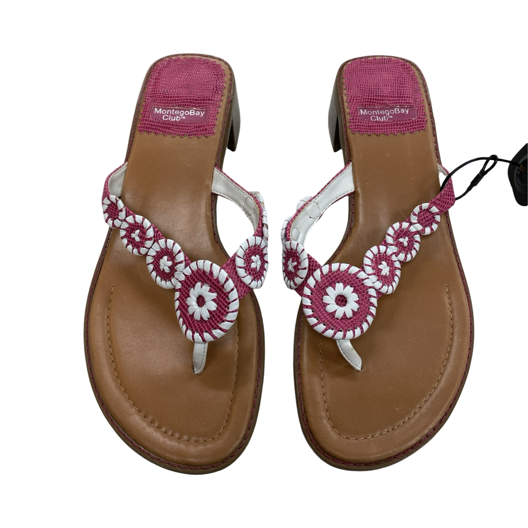 Sandals Heels Block By Montego Bay In Pink & White, Size:7.5