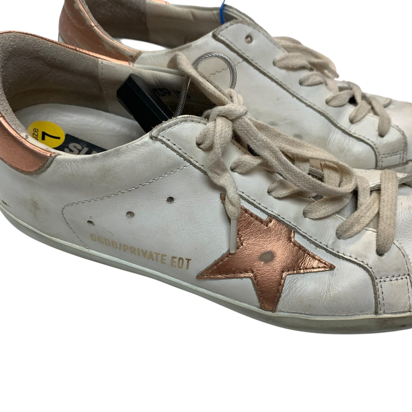 Shoes Luxury Designer By Golden Goose In Pink & White, Size: 7