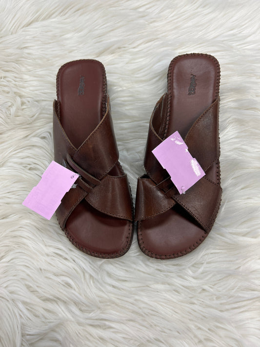 Sandals Heels Block By Cmc In Brown, Size:9
