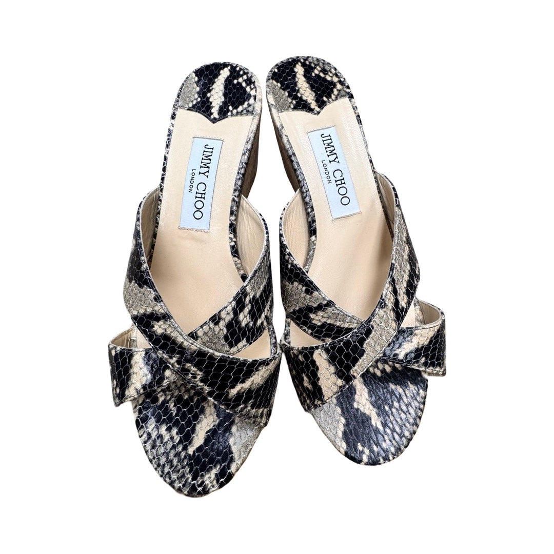 Sandals Luxury Designer By Jimmy Choo In Animal Print, Size:9 (EU39.5)