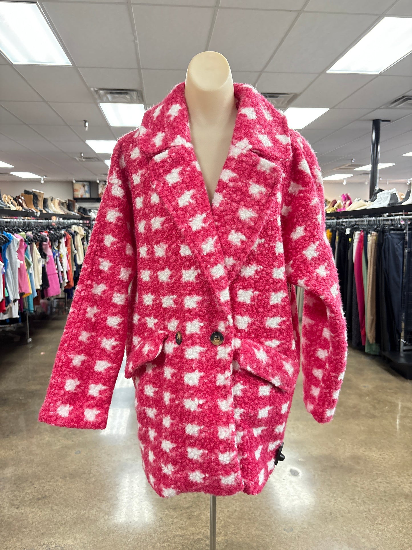 Jacket Faux Fur & Sherpa By Active Usa In Pink & White, Size:M