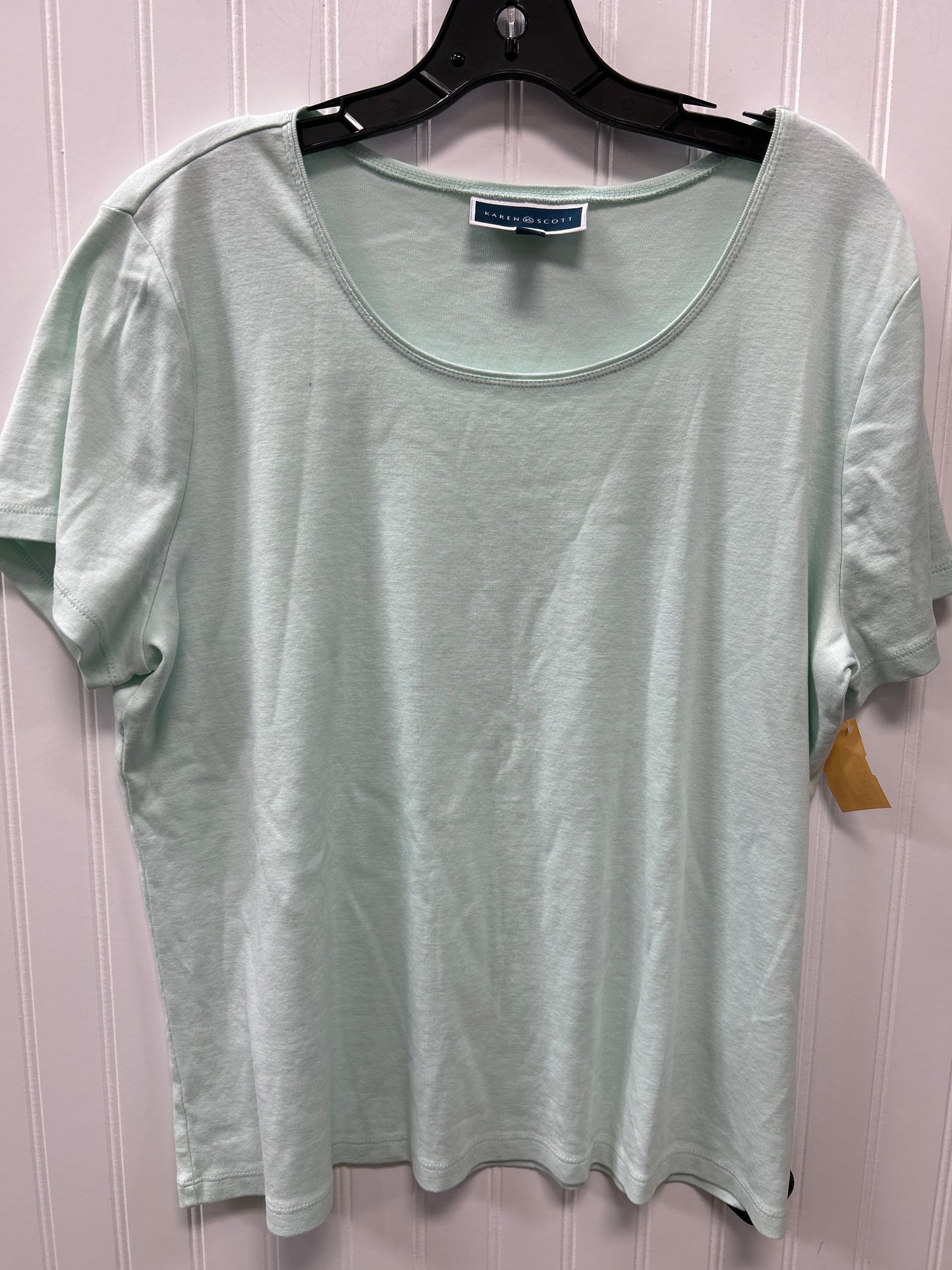 Top Ss Basic By Karen Scott In Teal, Size:Xxl