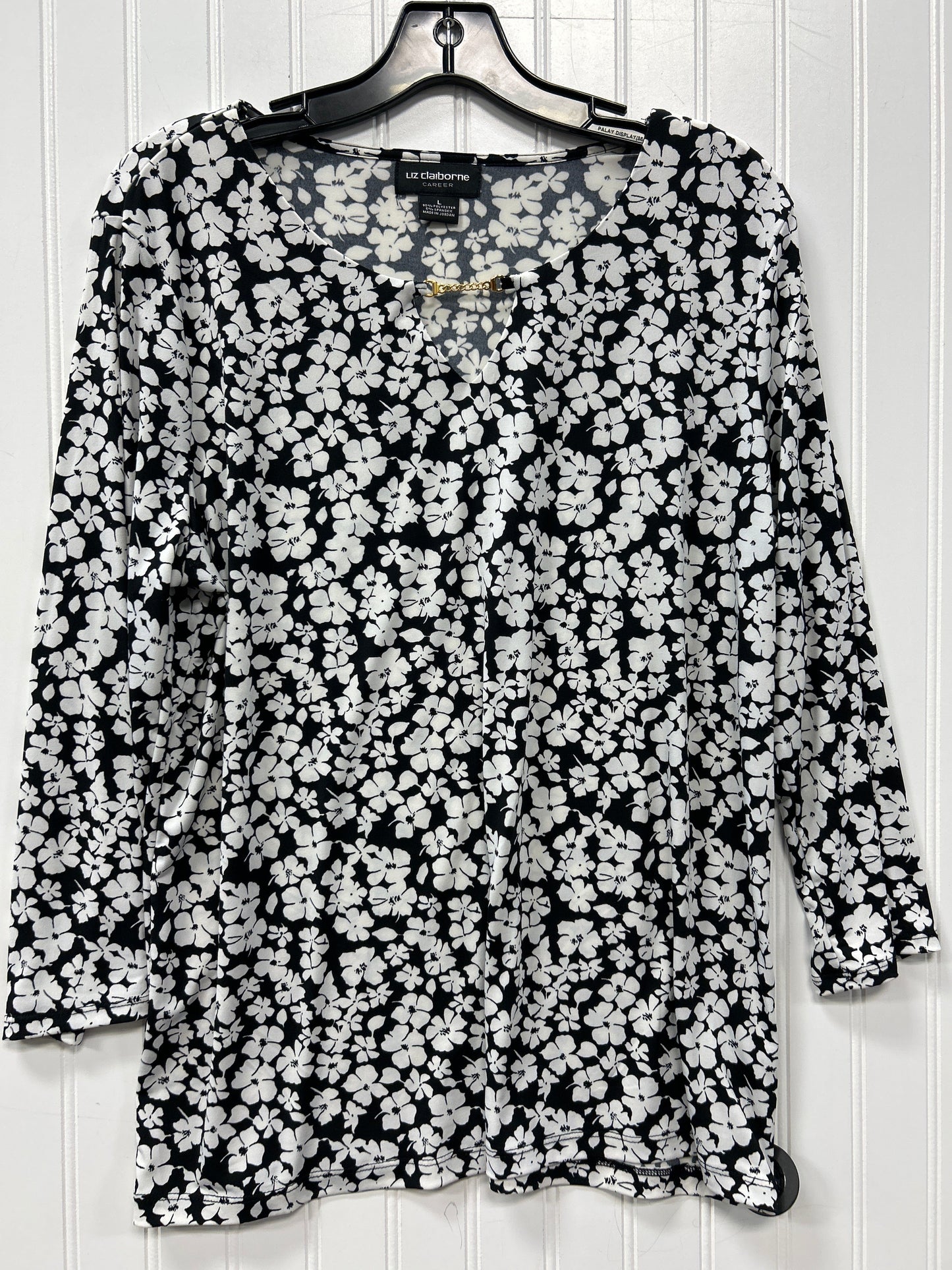 Top Ls By Liz Claiborne In Black & White, Size:L