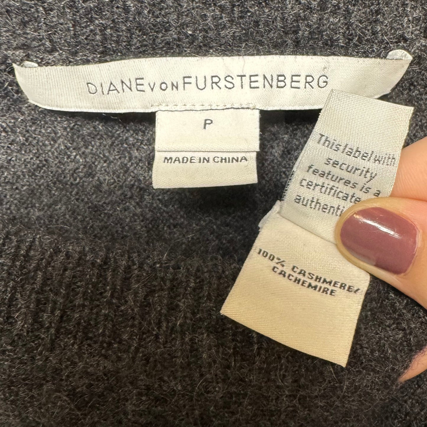 Cashmere Sweater Designer By Diane Von Furstenberg In Grey, Size: S
