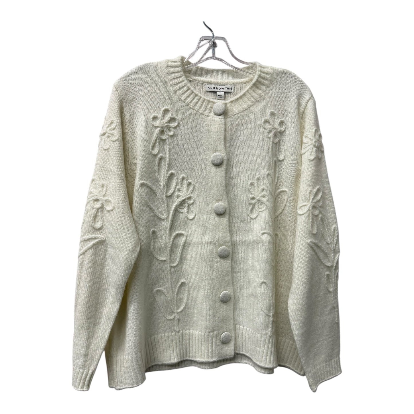 Sweater Cardigan By And Now This In White, Size:2X