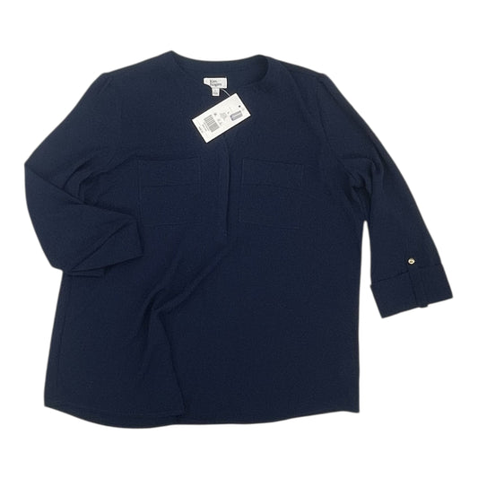 Blouse 3/4 Sleeve By Kim Rogers In Navy, Size:L