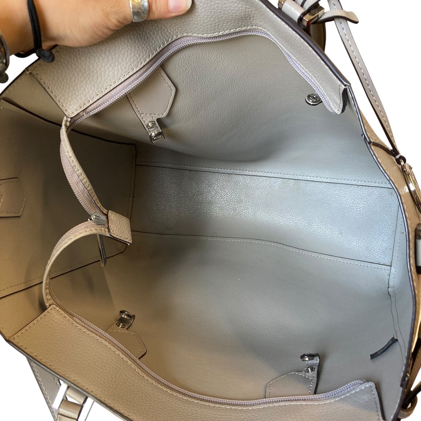 Tote Designer By Michael Kors In Grey, Size:Large