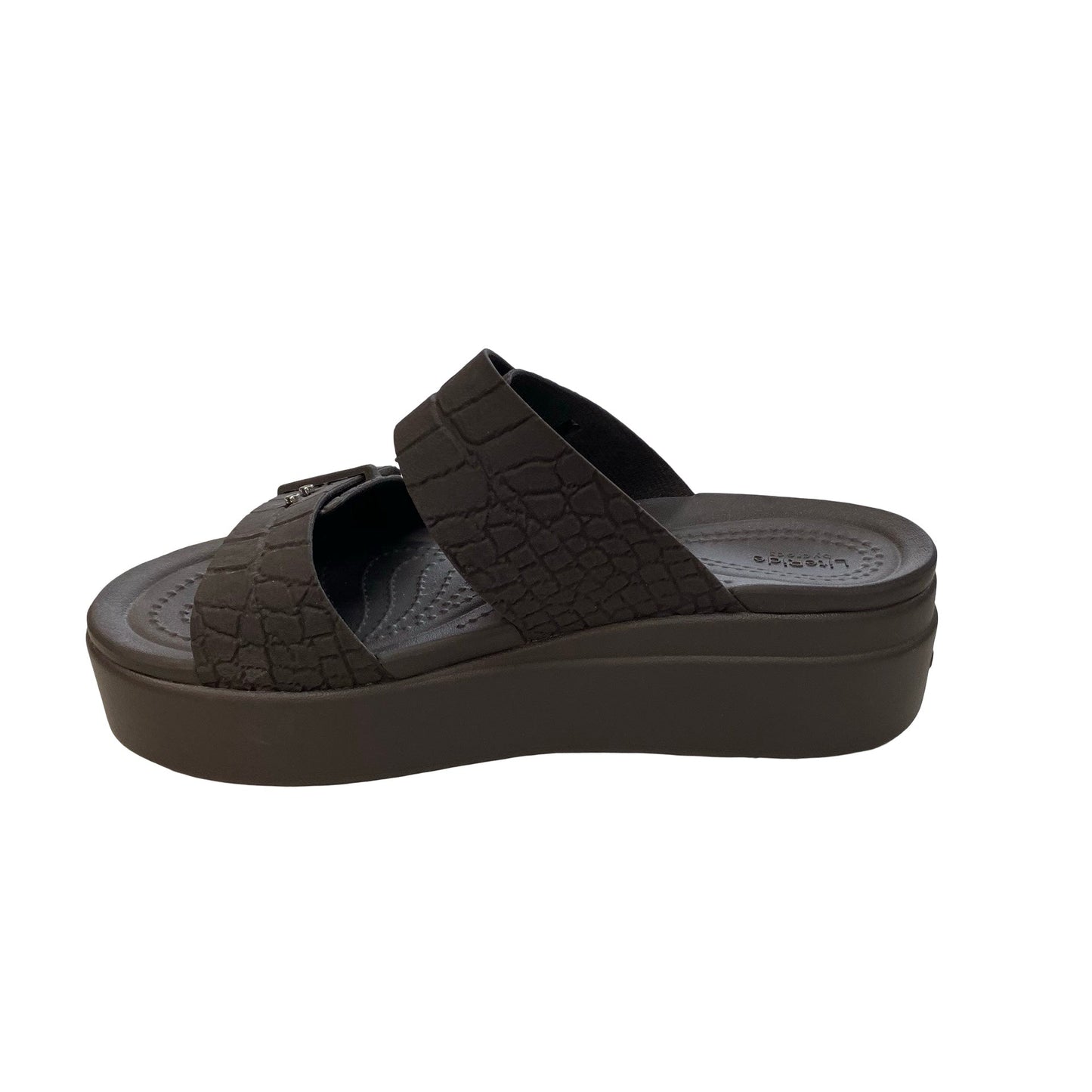 Sandals Heels Block By Crocs In Brown, Size:6