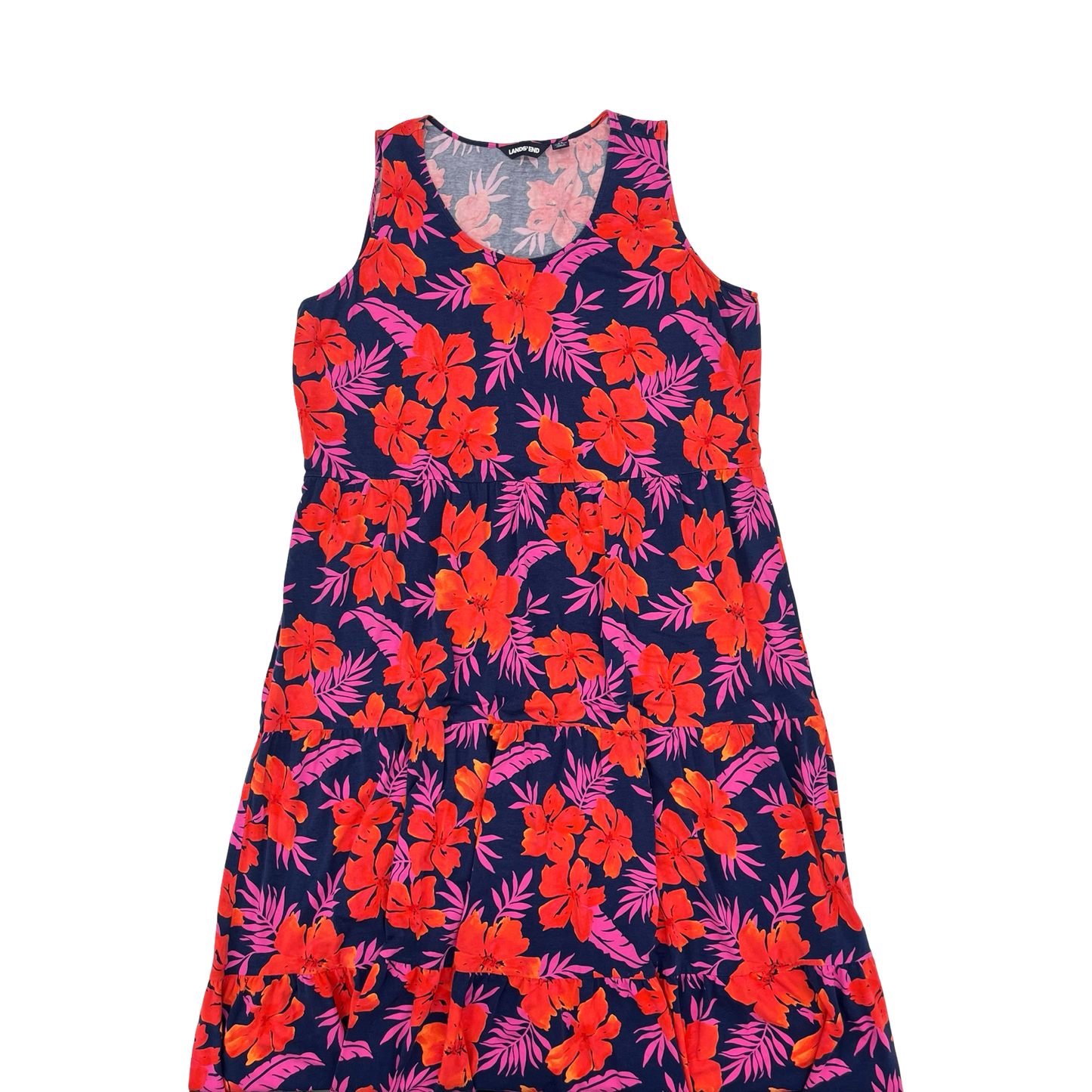 Dress Casual Midi By Lands End In Floral Print, Size:2X