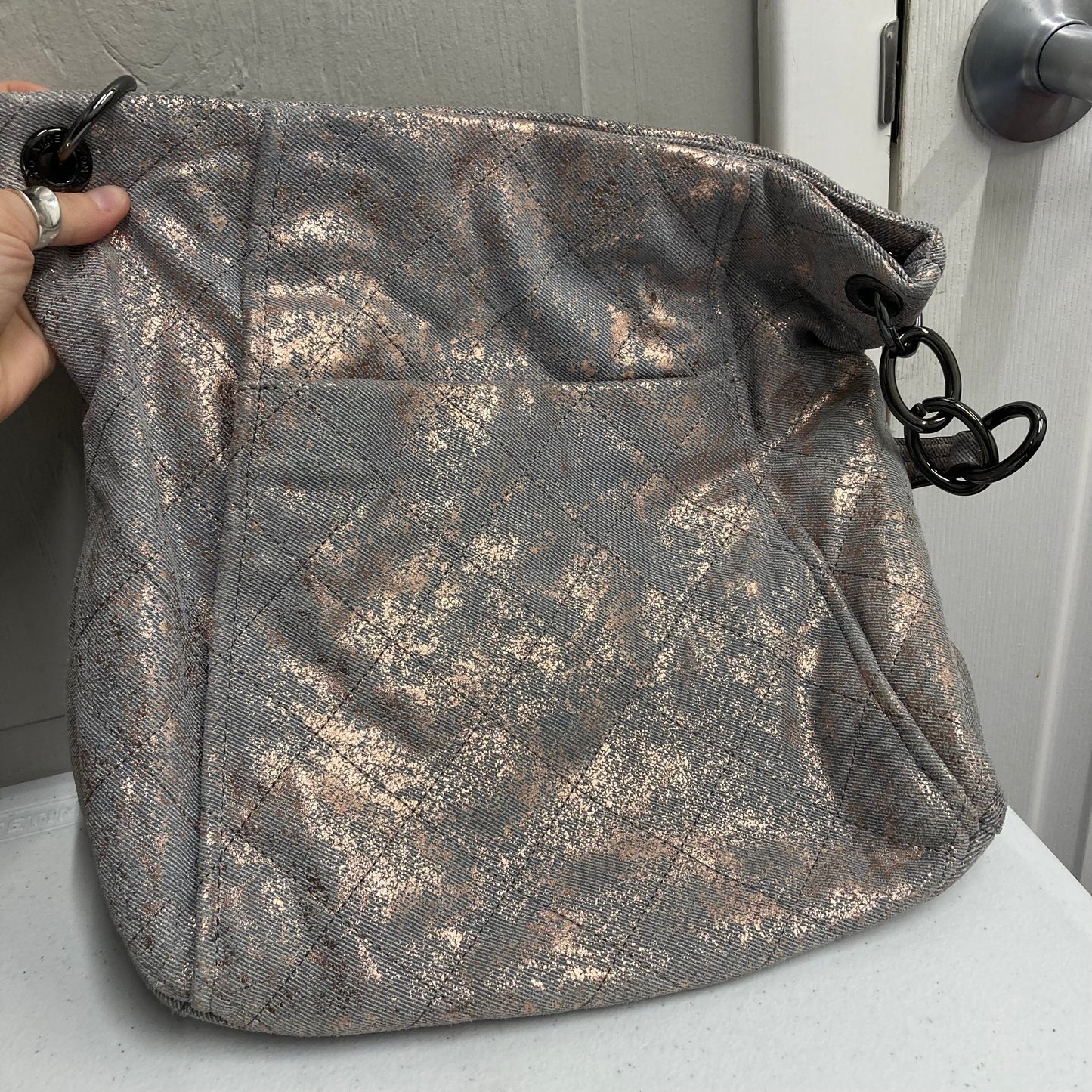 Crossbody By Aimee Kestenberg In Grey & Gold, Size:Large